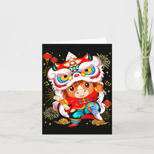 Funny Horse Lion Dance Chinese New Year Kid Men Karte (Vorderseite)