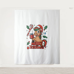 Funny Horse Merry Horsemas Wandteppich