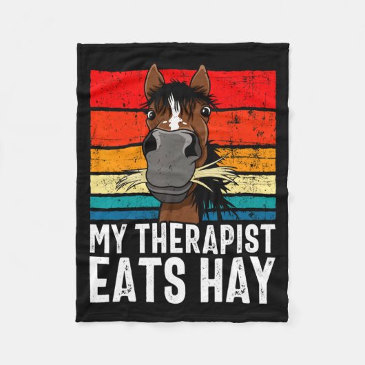 Funny Horse My Therast Eats Hay Tee Hor  Fleecedecke (Vorderseite)