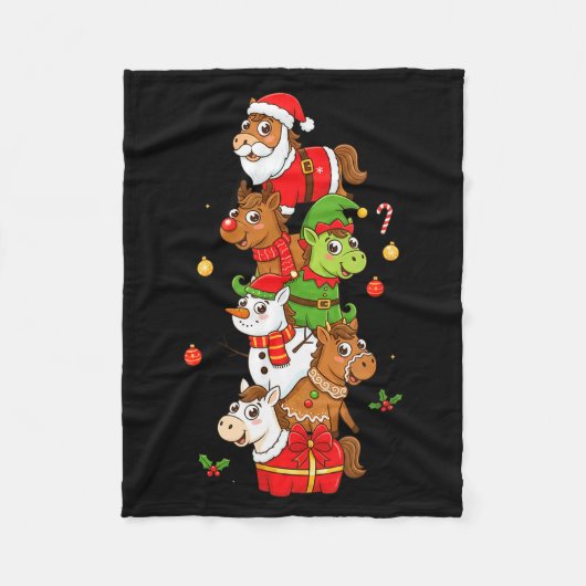 Funny Horse Santa Elf Snowman Christmas Womens Men Fleecedecke (Vorderseite)