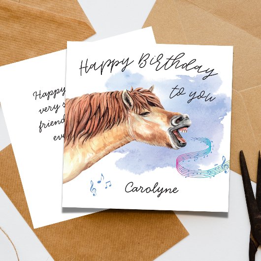 Funny Horse Singing Happy Birthday Card mit Name Karte