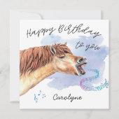 Funny Horse Singing Happy Birthday Card mit Name Karte (Vorderseite)
