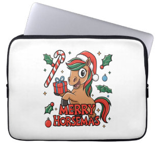 Funny Horse Sublimierung, Merry Horsemas Laptopschutzhülle