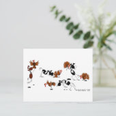 Funny Horse Wild Turkey Chase Cartoon Postcard Postkarte (Stehend Vorderseite)