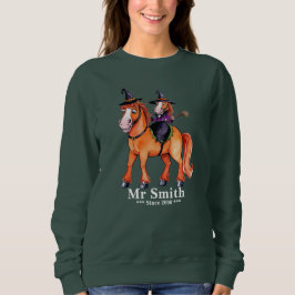 Funny Horse Witch Couple Sweatshirt