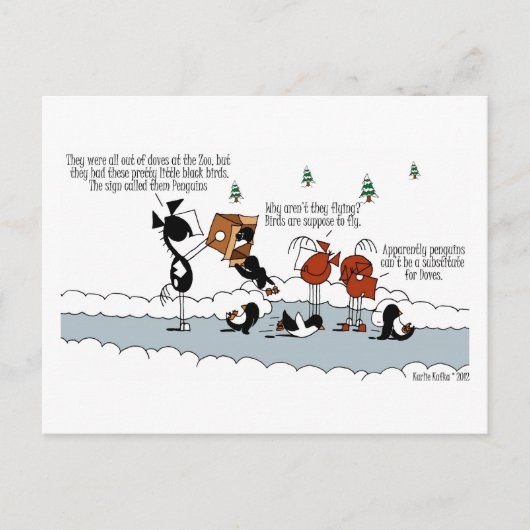 Funny Horst & Pinguin Winter Cartoon Postkarte (Vorderseite)