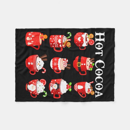 Funny Hot Cocoa Santa Elf C Merry Christmas Pajama Fleecedecke (Vorderseite (Horizontal))