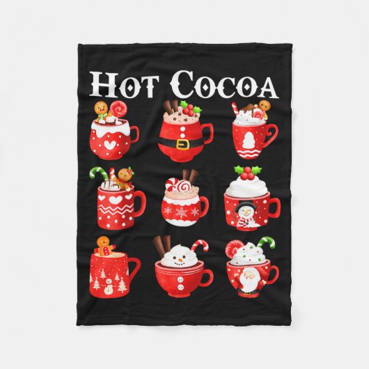Funny Hot Cocoa Santa Elf C Merry Christmas Pajama Fleecedecke (Vorderseite)
