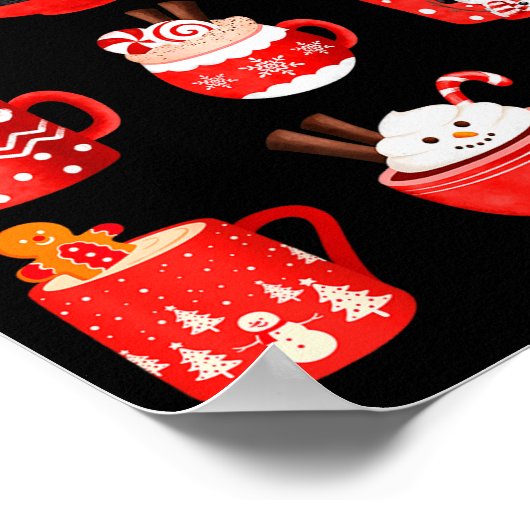 Funny Hot Cocoa Santa Elf C Merry Christmas Pajama Poster (Ecke)