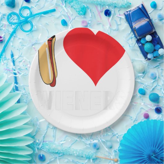 Funny Hot Dog Design - I Liebe Dackeln Herz GRILLE Pappteller (Party)