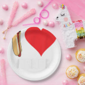 Funny Hot Dog Design - I Liebe Dackeln Herz GRILLE Pappteller (Party)
