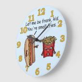 Funny Hot Dog French Fries Food Pun Große Wanduhr (Winkel)