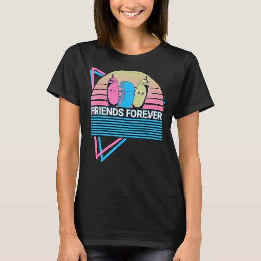 Funny Hot Dog Hotdog Retro Friends Forever T-Shirt (Vorderseite)
