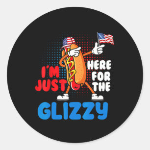 Funny Hot Dog Ich bin gerade hier für den glänzend Runder Aufkleber