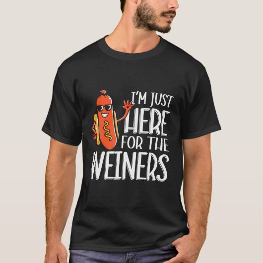 Funny Hot Dog ich bin gerade hier für die Dackeln  T-Shirt (Vorderseite)