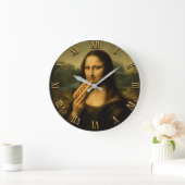 Funny Hot Dog Mona Lisa Große Wanduhr (Zuhause)