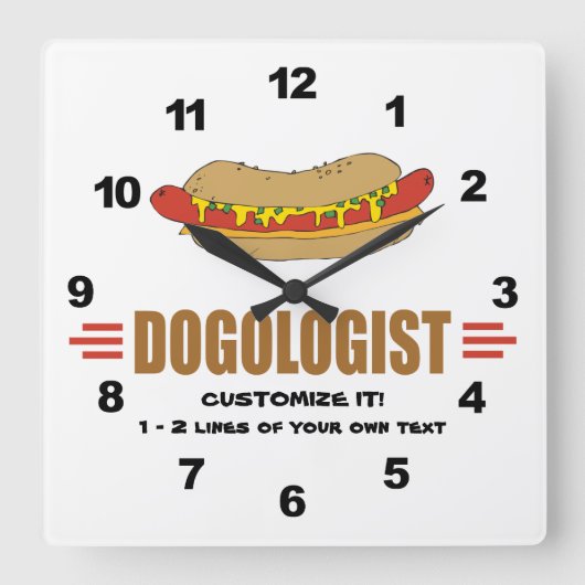 Funny Hot Dog Quadratische Wanduhr (Vorderseite)
