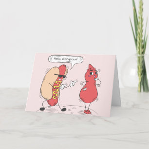 Funny Hot Dog und Ketchup Geburtstag Karte