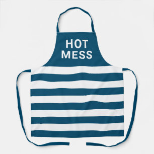 Funny Hot Mess Navy Blaue Streifen Backen  Schürze