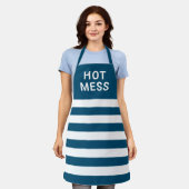 Funny Hot Mess Navy Blaue Streifen Backen  Schürze (Getragen)
