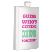 Funny Hot Pink Betrunkenes Zitat Fett Text Flachmann (Rechts)