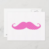 Funny Hot Pink Girly Polka Dots Mustache Postkarte (Vorne/Hinten)