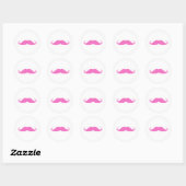 Funny Hot Pink Girly Polka Dots Mustache Runder Aufkleber (Blatt)