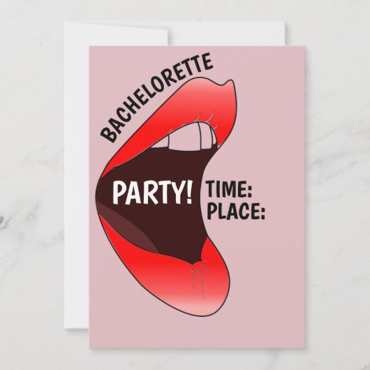 FUNNY HOT RED LIPS JUNGGESELINNEN-ABSCHIED INVITAT EINLADUNG (Vorderseite)