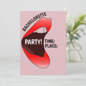 FUNNY HOT RED LIPS JUNGGESELINNEN-ABSCHIED INVITAT EINLADUNG (Stehend Vorderseite)