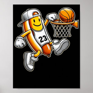 Funny Hotdog Basketball Dunk Sporthafen Poster