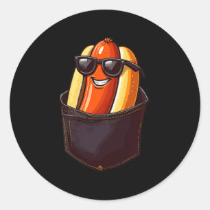 Funny Hotdog in a pocket Sungles Food Hot Dogs Lov Runder Aufkleber