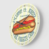 Funny Hotdog Personalisiert Kitchlock Große Wanduhr (Winkel)