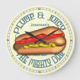 Funny Hotdog Personalisiert Kitchlock Große Wanduhr