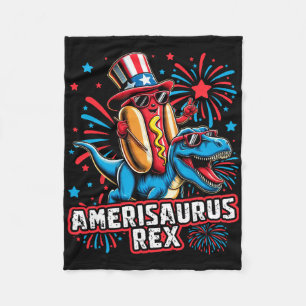 Funny Hotdog T Rex Dinosaur 4. Juli Amerisauru Fleecedecke