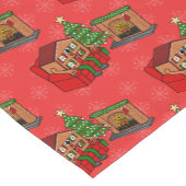 Funny House by Fireplace Festliches Weihnachtsmust Kurzer Tischläufer (Ecke)