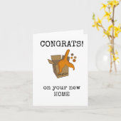 Funny Housewarming Card, New Zuhause, Cat Karte (Gelbe Blume)