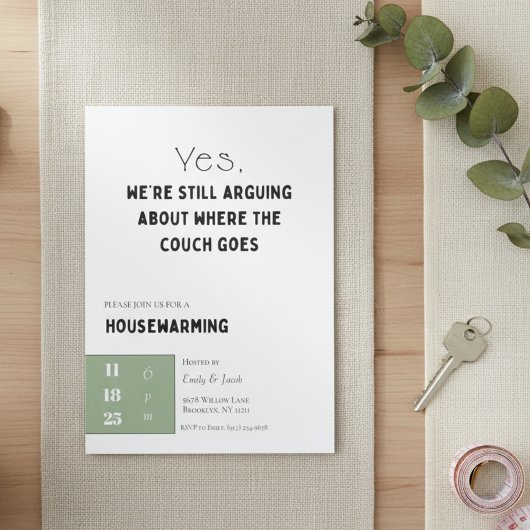 Funny Housewarming Invitation • Couch Quote Design Einladung
