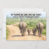 Funny Housewärming Open House Elephants bewegt Einladung (Vorderseite)