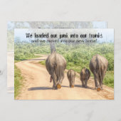 Funny Housewärming Open House Elephants bewegt Einladung (Vorne/Hinten)