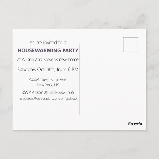 Funny Housewarming Party Design Postkarte (Rückseite)