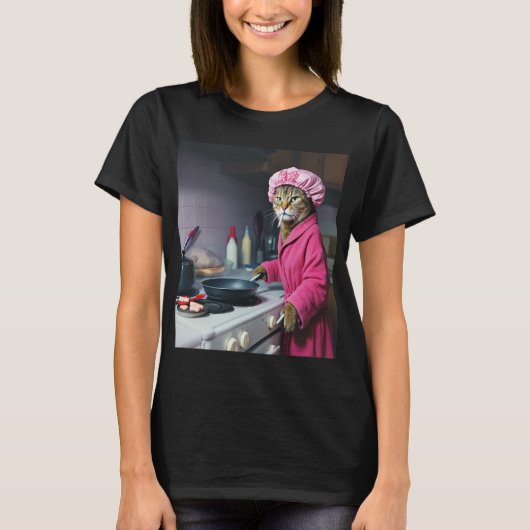 Funny Housewife Cat Meme Gen Z Brainrot T-Shirt (Vorderseite)
