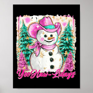 Funny Howdy Cowboy Snowman Western Frohe Weihnacht Poster