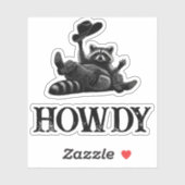 Funny Howdy Raccoon with Cowboy Hat and Boots Aufkleber (Blatt)