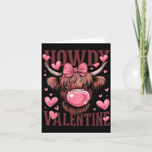 Funny Howdy Valentine Highland Cow Valentine’s Day Karte (Vorderseite)