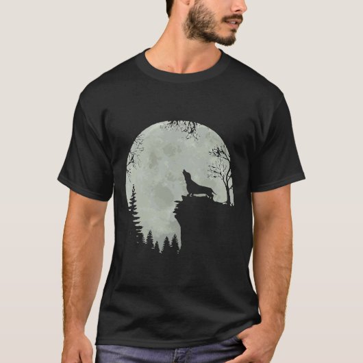 Funny Howling Dackel Full Moon Dackel Hund T-Shirt (Vorderseite)