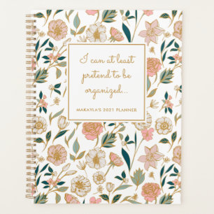 Funny Hübsch Gold Floral Pattern Name White Plann Planer