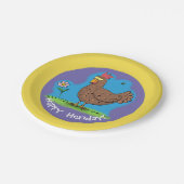 Funny Huhn Party Cartoon Papierteller. Pappteller (Schrägansicht)