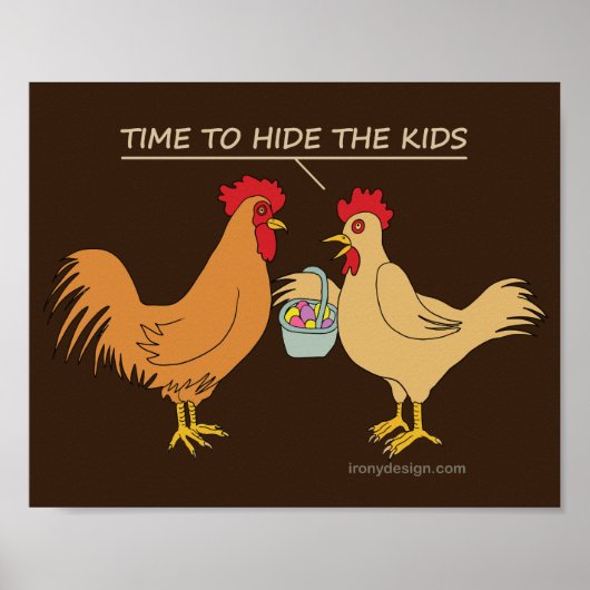 Funny Hühnchen Ostereier Cartoon Brown Poster (Vorne)