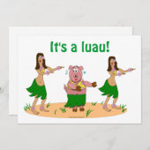 Funny Hula Pig Luau Hawaiianische Party Einladunge Einladung (Vorne/Hinten)