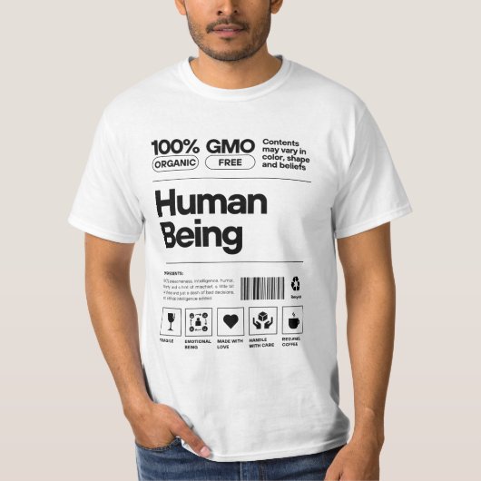 Funny Human Being Label T - Shirt - Bio, GVO-frei (Vorderseite)